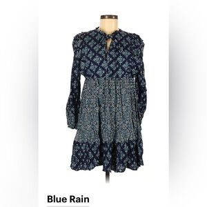 NWT-Francesca’s teal and blue long sleeves dress.